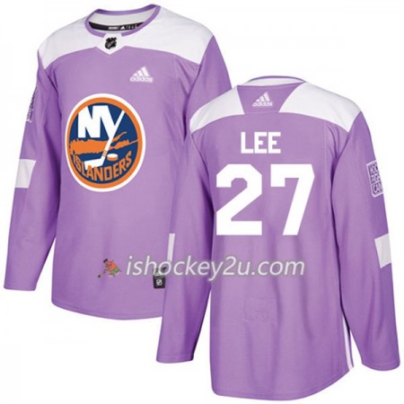Mænd NHL New York Islanders Trøje Anders Lee 27 Adidas 2017-2018 Lilla Fights Cancer Practice Authentic